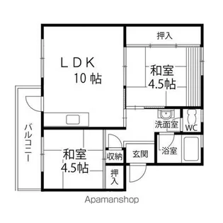 将監団地一街区【2-404号室】の間取り