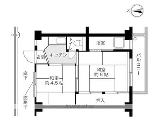 ビレッジハウス榎戸2号棟【403号室】の間取り