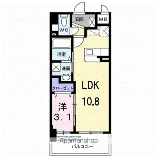 カーサ・デル・ソーレ【8階】の間取り