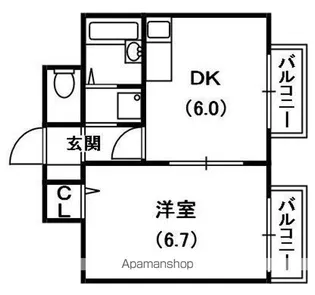 BELONG香里園【2階】の間取り