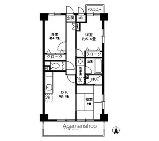 ナチュール三郷【5階】の間取り