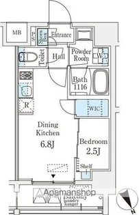 ベルファース八丁堀WEST【10階】の間取り