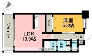 エスティメゾン博多東【4階】の間取り