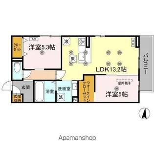 クランツ北井門A【1階】の間取り