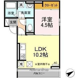 パインバレー三番町/オーガスタ三番町 オーガスタ三番町【1階】の間取り
