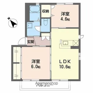 ビューハイム松野C【1階】の間取り