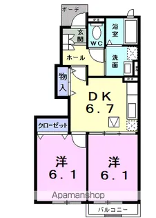 グランデカメリア山の手Ⅵ【1階】の間取り