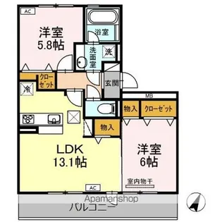 サニープレイス十一屋 G棟【1階】の間取り