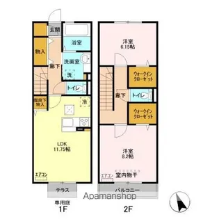 フォンティーヌII【103号室】の間取り