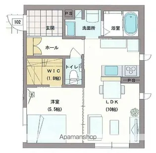TERRACE新寺【102号室】の間取り