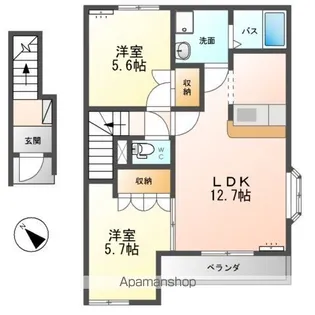 LAーMOANA(ラ・モアナ)【2階】の間取り