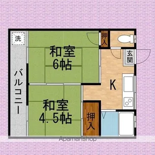 鶴ヶ岡コーポ【2階】の間取り