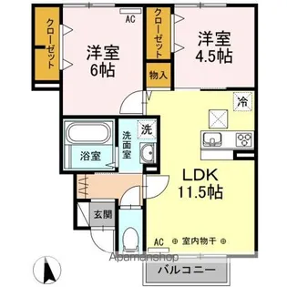 ソレイユ上諏訪【1階】の間取り