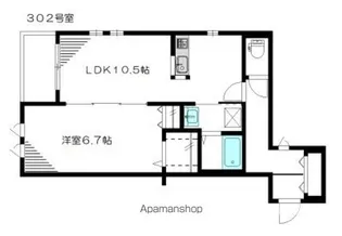 サンスカイ東松原【302号室】の間取り