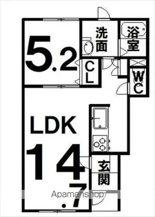 HOUSE−KⅡ【A号室】の間取り