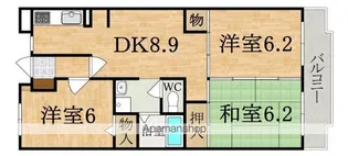 シェーヌ生駒【2階】の間取り