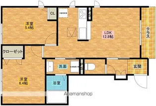 ル・サンティエB棟【108号室】の間取り