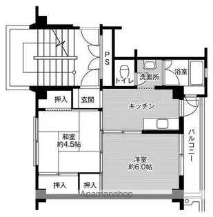 ビレッジハウス高屋1号棟【204号室】の間取り