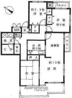 エステートマンション今宿【207号室】の間取り