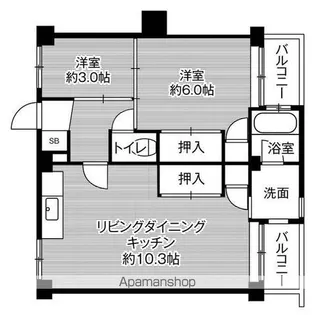 ビレッジハウス古賀5号棟【1階】の間取り
