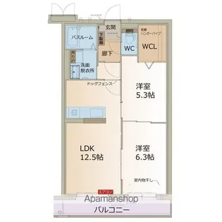 カーサ デルソーレ【1階】の間取り