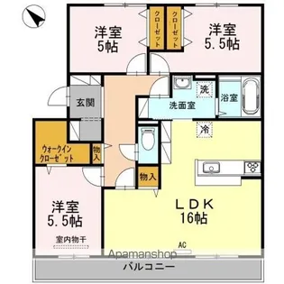 ファミーユスクエアー B棟【3階】の間取り