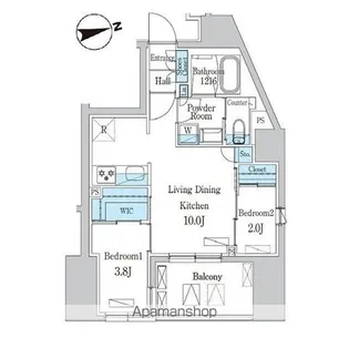 デュオフラッツ池尻大橋ノリス【4階】の間取り