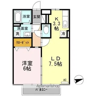 グランシャリオ新開【202号室】の間取り