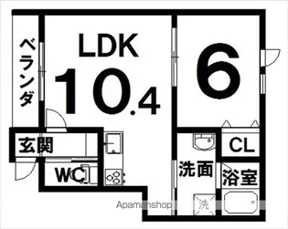 プレジール1【1-C号室】の間取り