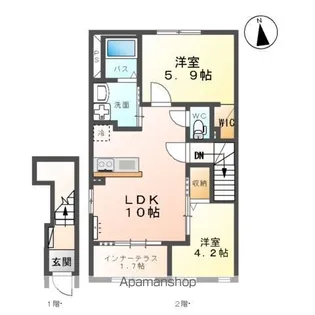 リバレイン南川【2階】の間取り