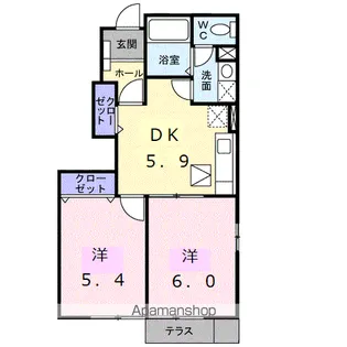ソレアード葉中【1階】の間取り