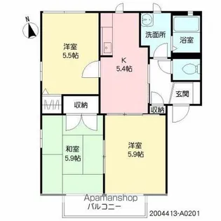 サクラージュ A棟【201号室】の間取り