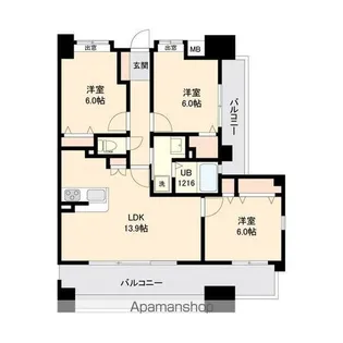 プライムアーバン長町一丁目【13階】の間取り