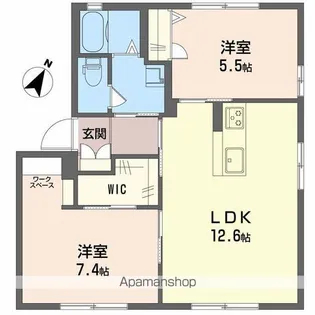 クレ−ル山ノ代 A棟【1階】の間取り