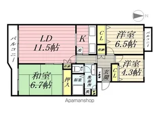 エステート立川一番町15号棟【5階】の間取り