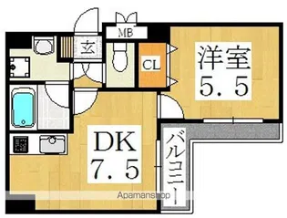 グランジュテ住吉【2階】の間取り