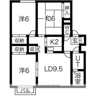 パークタウン西町B【1階】の間取り