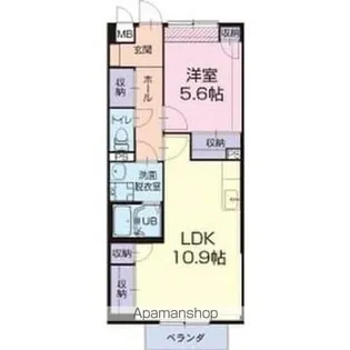 1LDKの間取り画像