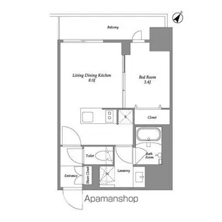 オープンブルーム伊勢佐木町【7階】の間取り