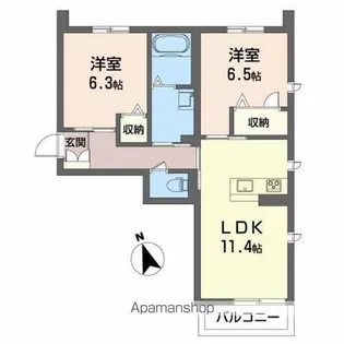 ベレオ西新浜 B棟【2階】の間取り