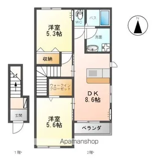 プチ リュクス【2階】の間取り