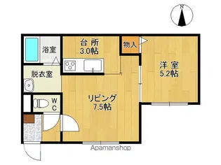 フォーチュナ【1B号室】の間取り