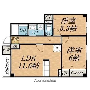 ベルクール石川 2号館【1階】の間取り