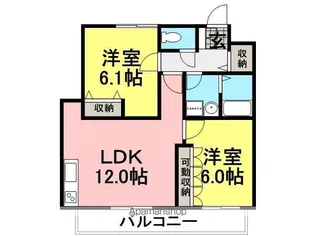 レーブ武庫之荘【102号室】の間取り