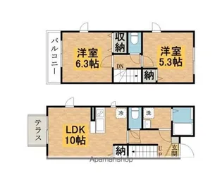 チェリーコート東浅川【107号室】の間取り