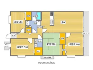 グランヴィ国母【301号室】の間取り