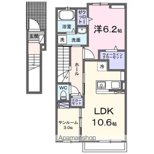 オーリュー下三緒【2階】の間取り