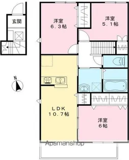 ユアメゾン益野 A【203号室号室】の間取り