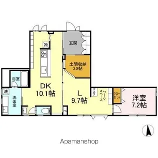 グランドソレーユ MON REFUGE【1号室】の間取り