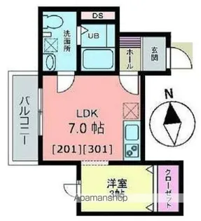 メリディアン白鳥【3階】の間取り